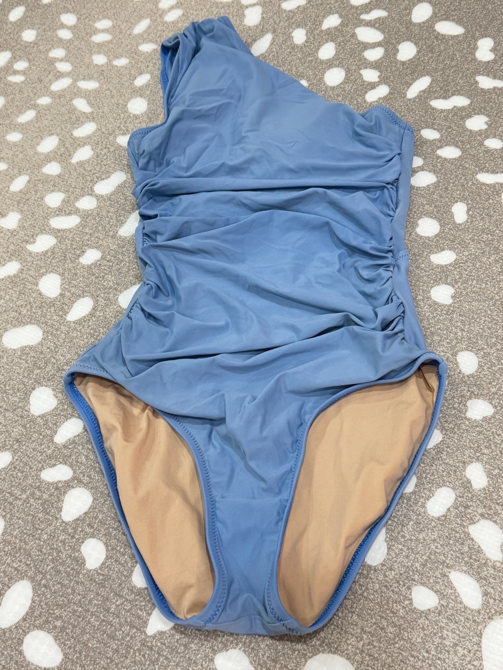 J. Crew ruched one shoulder one piece swimsuit dusty blue